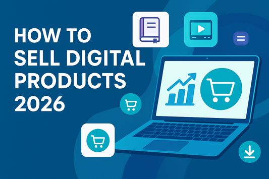 How to sell digital products online in 2026 - Complete guide showing digital downloads, ebooks, online courses and ecommerce business strategies