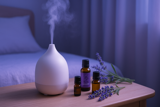 Lavender essential oil and aromatherapy diffuser for falling asleep fast naturally