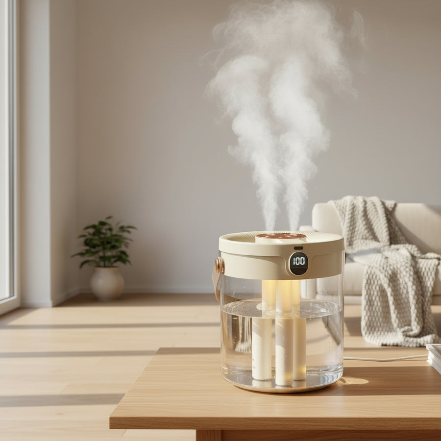 Rechargeable 3 Spray Humidifier Large Capacity Quiet Air Humidifier with Night Light Portable for Home Office Bedroom Desktop QuietAura