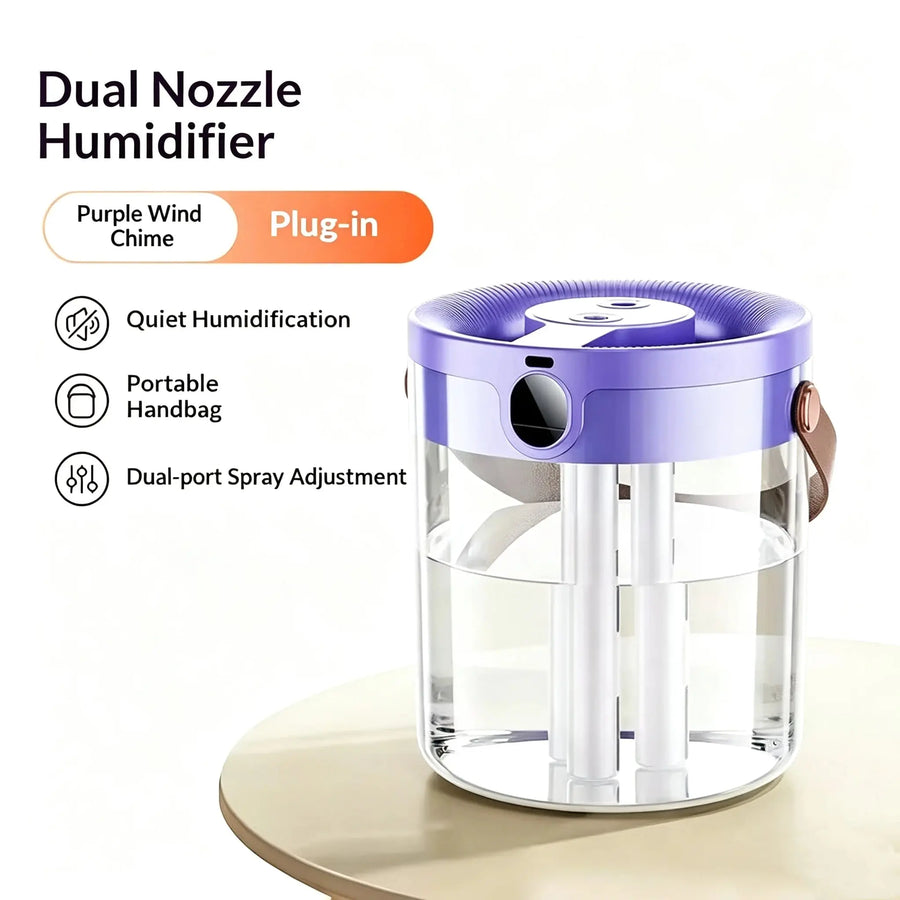 3-Nozzle Humidifier for Bedroom Quiet Night Light Air Purifier Adjustable Mist Levels Mini Humidifier for Pregnant Women Babies QuietAura