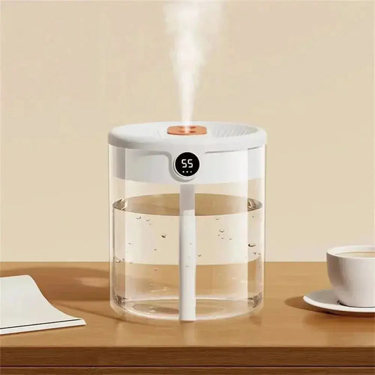 Dual Spray Humidifier USB Large Capacity Home 2L Quiet Bedroom LED Digital Display Night Light Office Desktop Mini Diffuser QuietAura