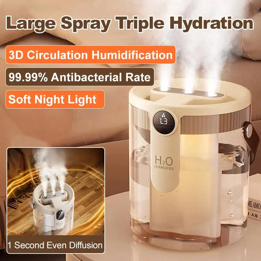 Home Portable Desktop Small Humidifier Wireless Three Spray Large Fog Volume Office Humidifier QuietAura