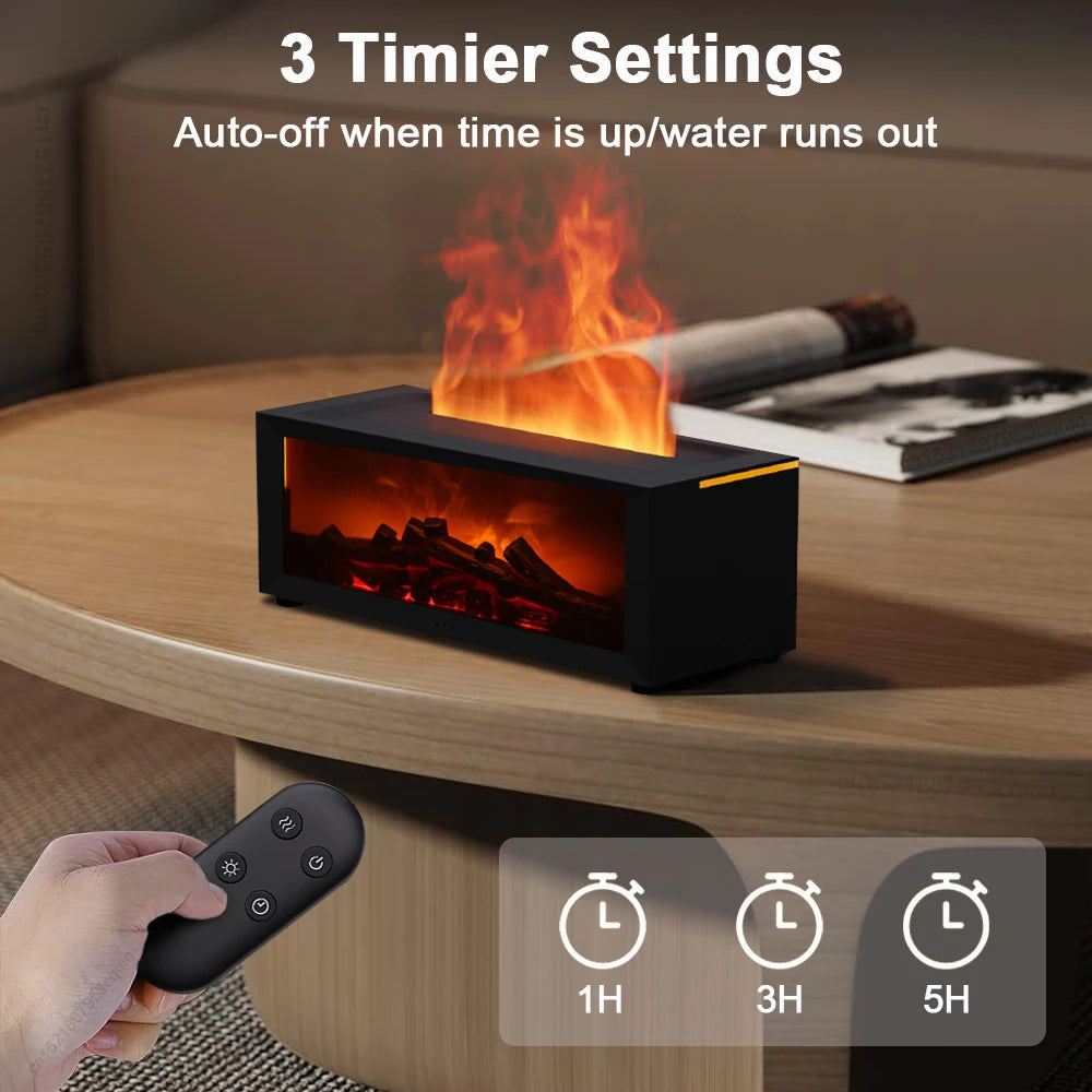 Flame Effect Aroma Diffuser - Essential Oil Humidifier with LED Remote