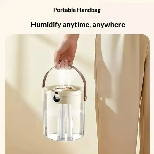 Portable Rechargeable Air Humidifier 3 Mist Nozzles Large Capacity Quiet Night Light For Baby Pregnant Women Bedroom Office QuietAura