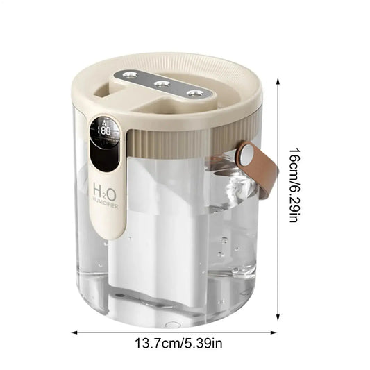 2.5L Quiet Humidifier 5 Mist Levels 3 Nozzles Mist Maker for Bedroom Home Office Desk Travel Nursery Nightstand Air Moisturizer QuietAura