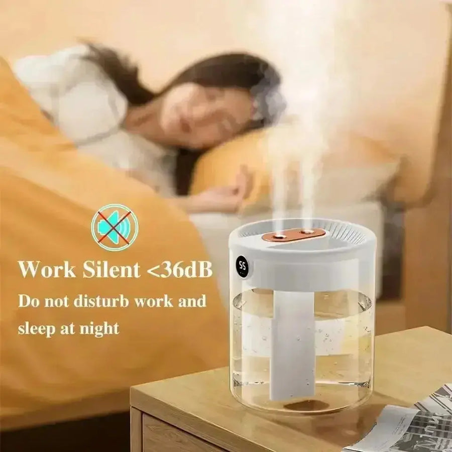 Dual Spray Humidifier USB Large Capacity Home 2L Quiet Bedroom LED Digital Display Night Light Office Desktop Mini Diffuser QuietAura