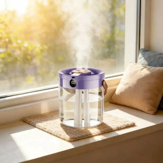 Rechargeable 3 Spray Humidifier Large Capacity Quiet Air Humidifier with Night Light Portable for Home Office Bedroom Desktop QuietAura