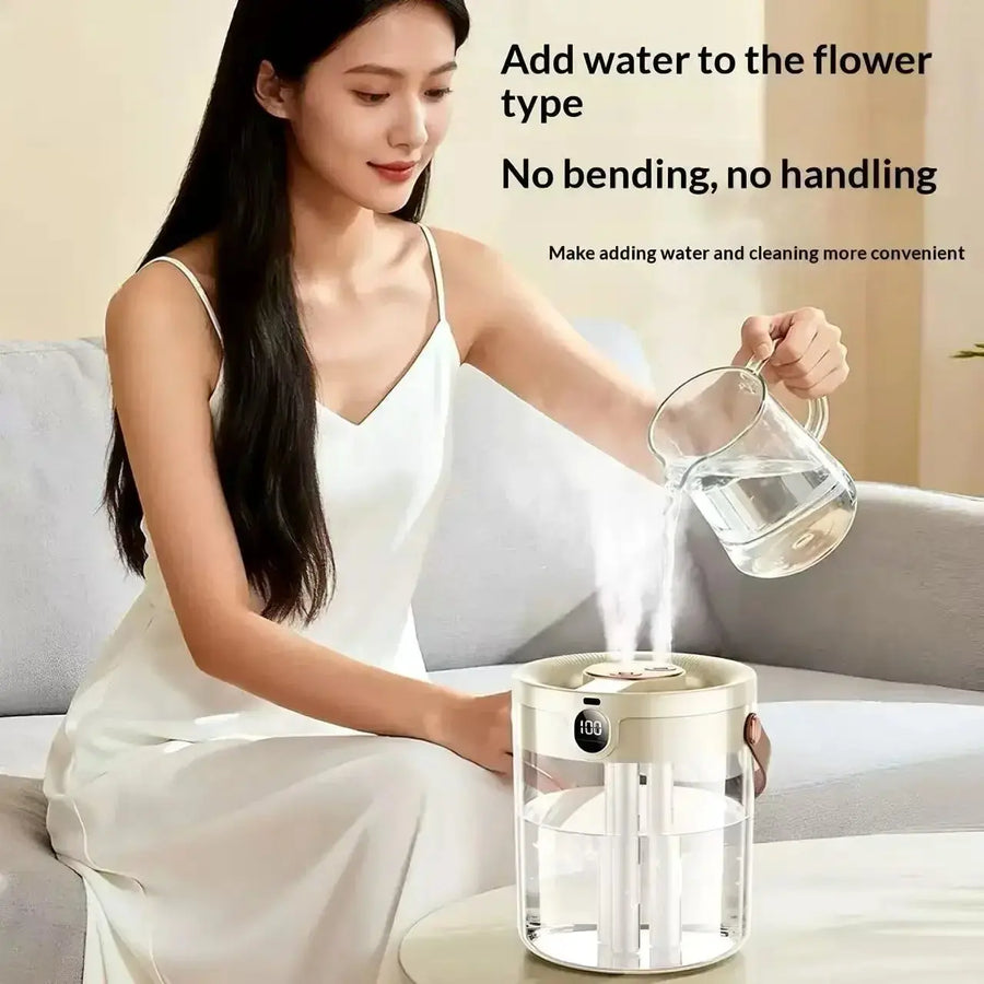Rechargeable 3 Spray Humidifier Large Capacity Quiet Air Humidifier with Night Light Portable for Home Office Bedroom Desktop QuietAura
