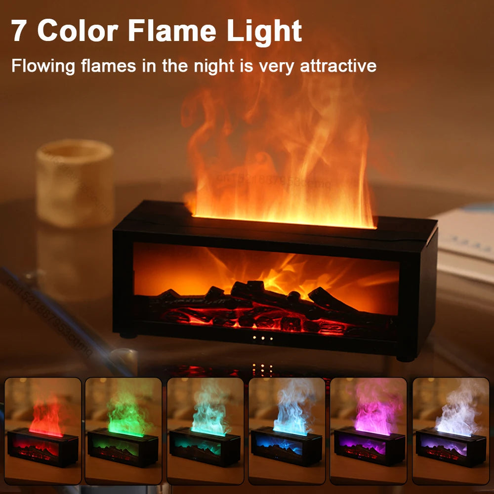 Flame Effect Aroma Diffuser - Essential Oil Humidifier with LED Remote