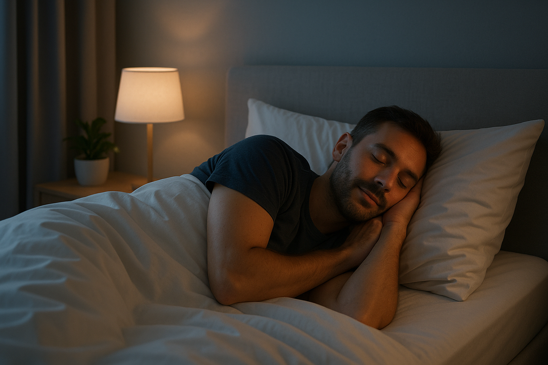 Person falling asleep fast in peaceful bedroom using proven sleep methods