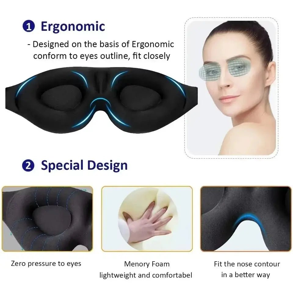 3D Sleep Mask – Blackout Eye Cover for Deep Sleep | Adjustable & Light - Blocking - Buy Online at QuietAura