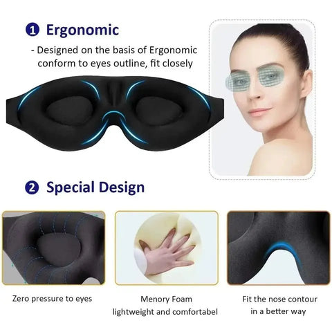 3D Sleep Mask – Blackout Eye Cover for Deep Sleep | Adjustable & Light - Blocking - Buy Online at QuietAura