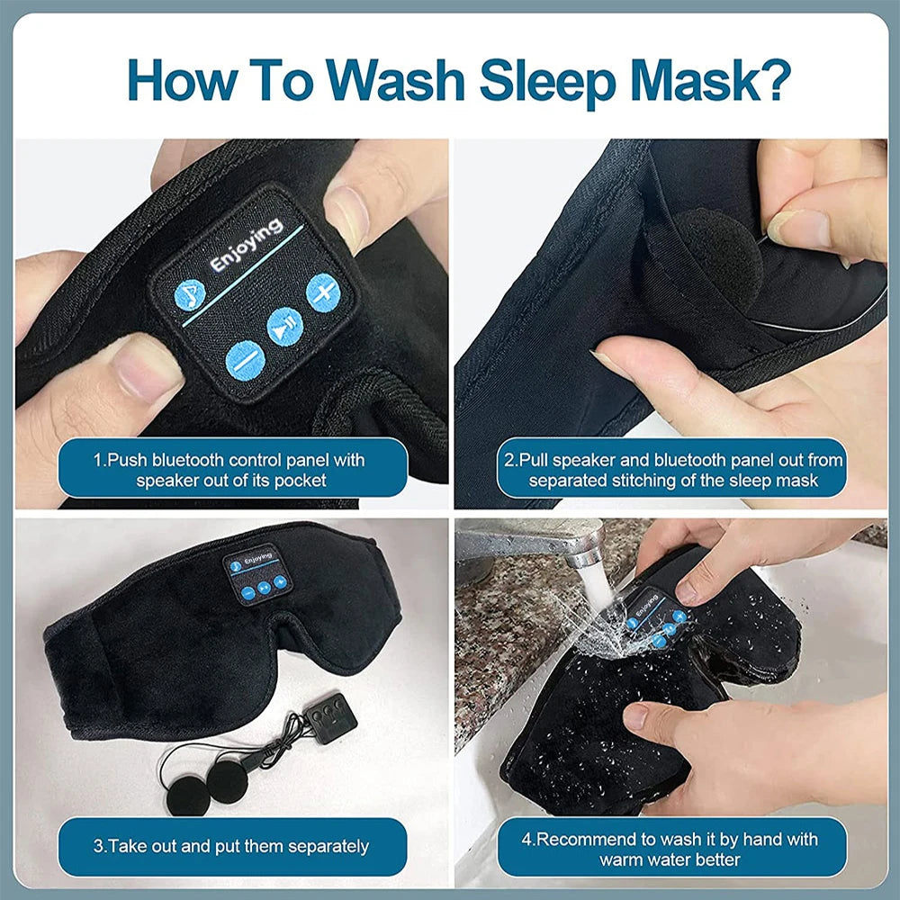 Bluetooth Sleep Eye Mask — Wireless Headphones Sleeping Mask for Side Sleepers