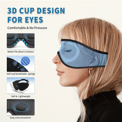 Bluetooth Sleep Eye Mask — Wireless Headphones Sleeping Mask for Side Sleepers