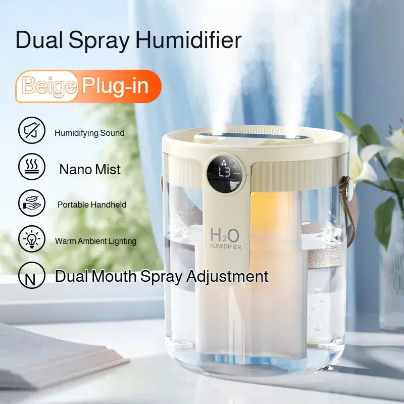 USB Small Humidifier With Three Sprays And Large Amount Of Mist/Mini Humidifier With Night Light For Bedroom Desktop Large Mist QuietAura