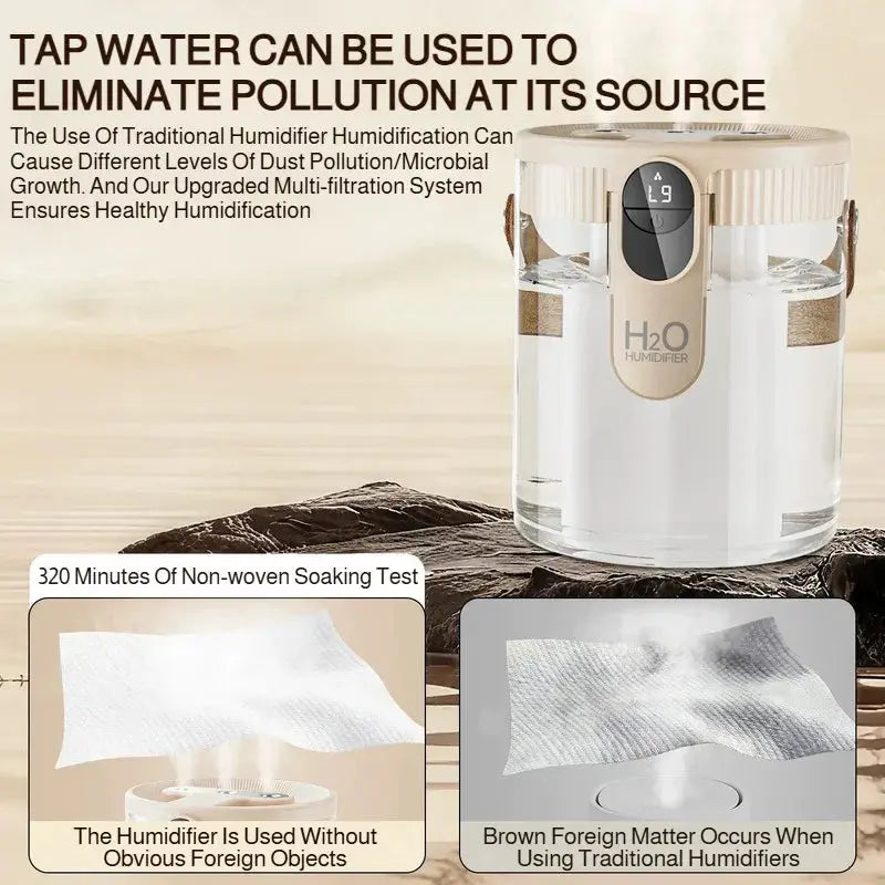 Home Portable Desktop Small Humidifier Wireless Three Spray Large Fog Volume Office Humidifier QuietAura