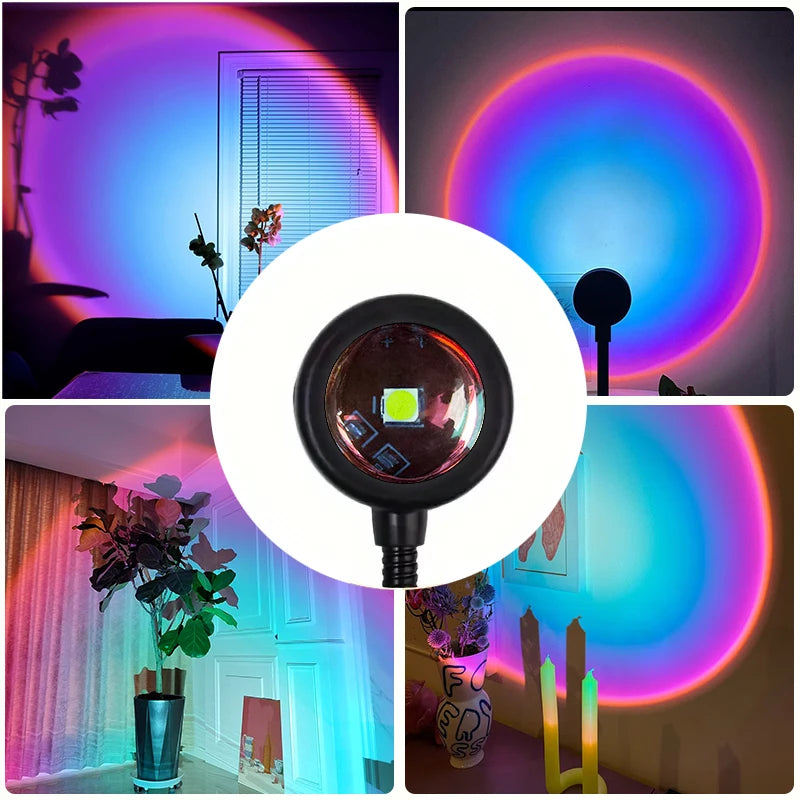 Sunset Projection Lamp — Rainbow LED Sunset Light for Bedroom Aesthetic