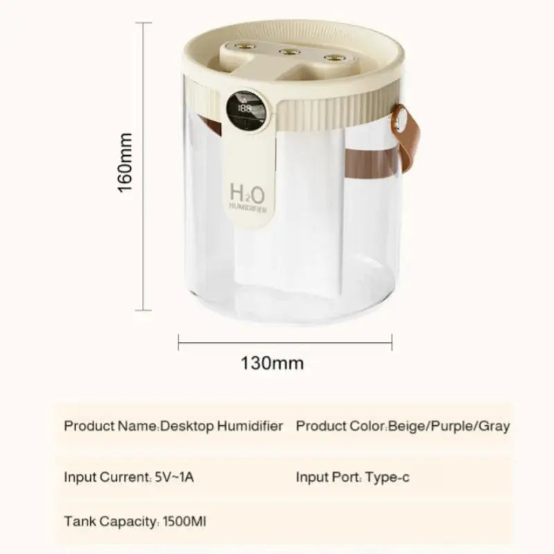 Home Portable Desktop Small Humidifier Wireless Three Spray Large Fog Volume Office Humidifier QuietAura