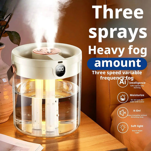 3-Nozzle Humidifier for Bedroom Quiet Night Light Air Purifier Adjustable Mist Levels Mini Humidifier for Pregnant Women Babies QuietAura