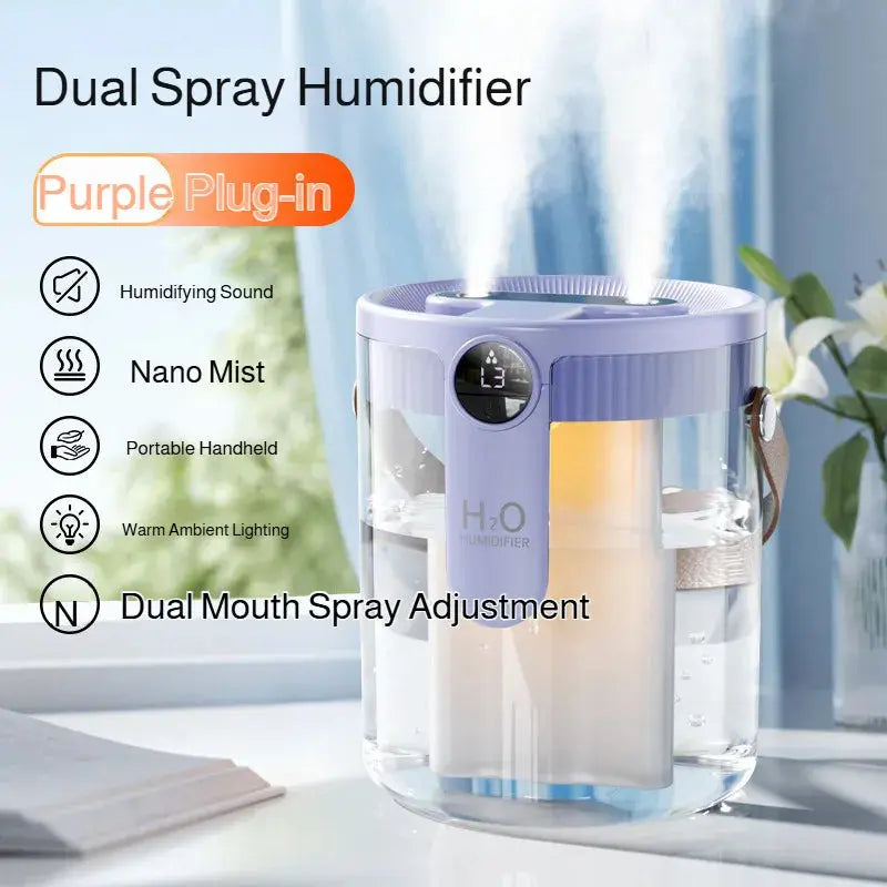 USB Small Humidifier With Three Sprays And Large Amount Of Mist/Mini Humidifier With Night Light For Bedroom Desktop Large Mist QuietAura