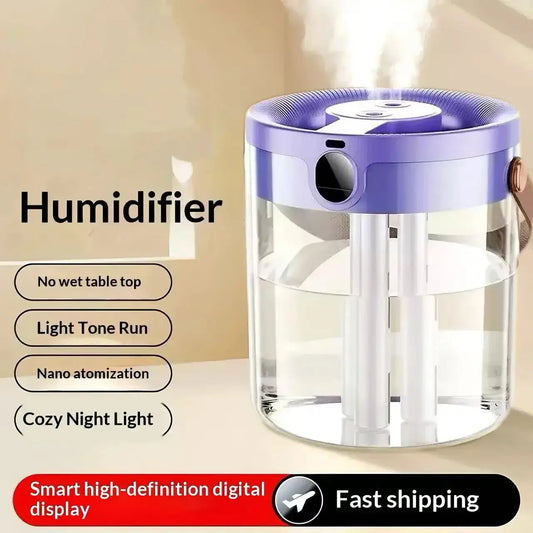 Upgraded 3 Spray Nozzle Humidifier Large Mist Silent Portable Handheld Desktop Air Purifier Home Bedroom Office Mini Humidifier QuietAura