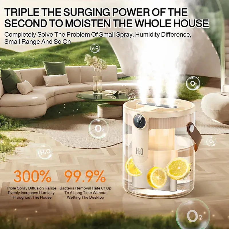 Home Portable Desktop Small Humidifier Wireless Three Spray Large Fog Volume Office Humidifier QuietAura