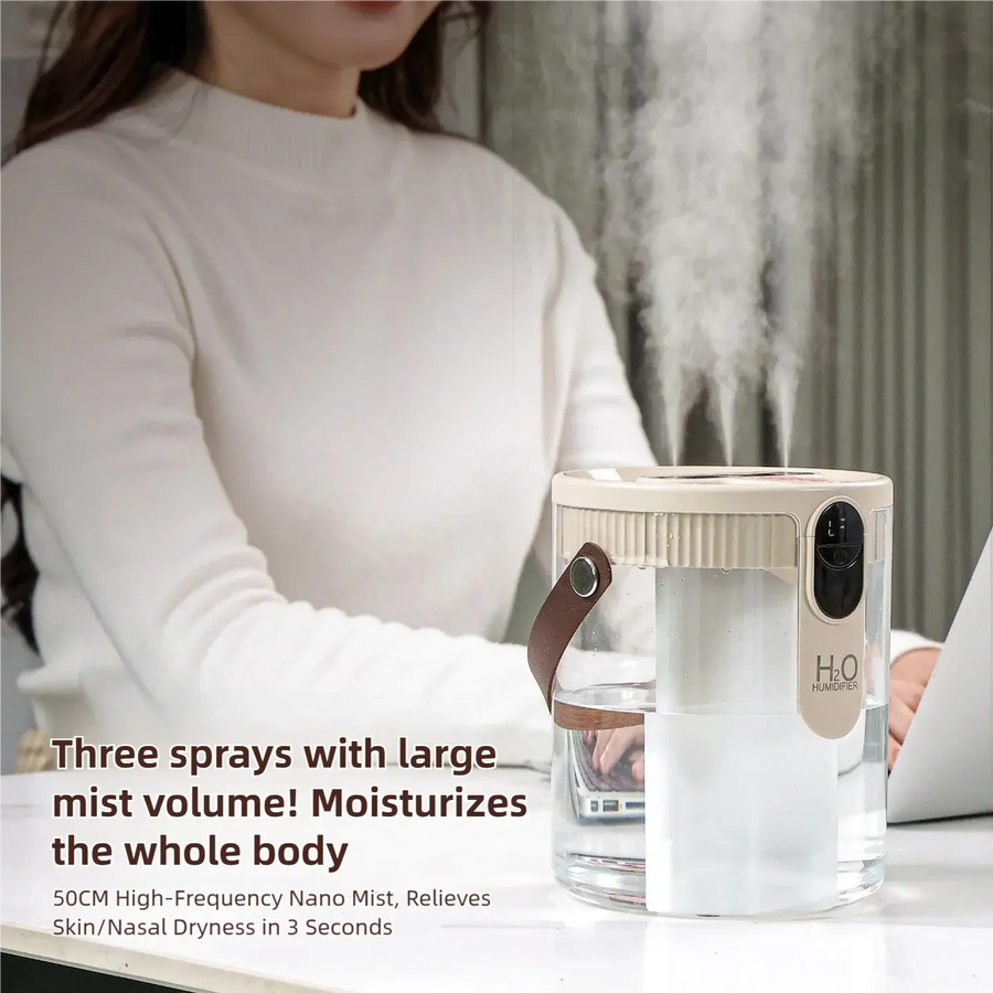 Mini 3-Spray Humidifier with Night Light for Bedroom & Desktop | QuietAura - image 3