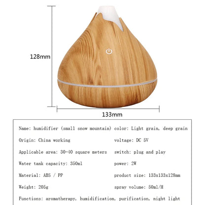 Aromatherapy Diffuser with LED Light — Ultrasonic Essential Oil Diffuser for Bedroom