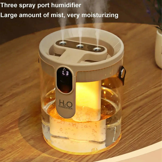 2.5L Quiet Humidifier 5 Mist Levels 3 Nozzles Mist Maker for Bedroom Home Office Desk Travel Nursery Nightstand Air Moisturizer QuietAura