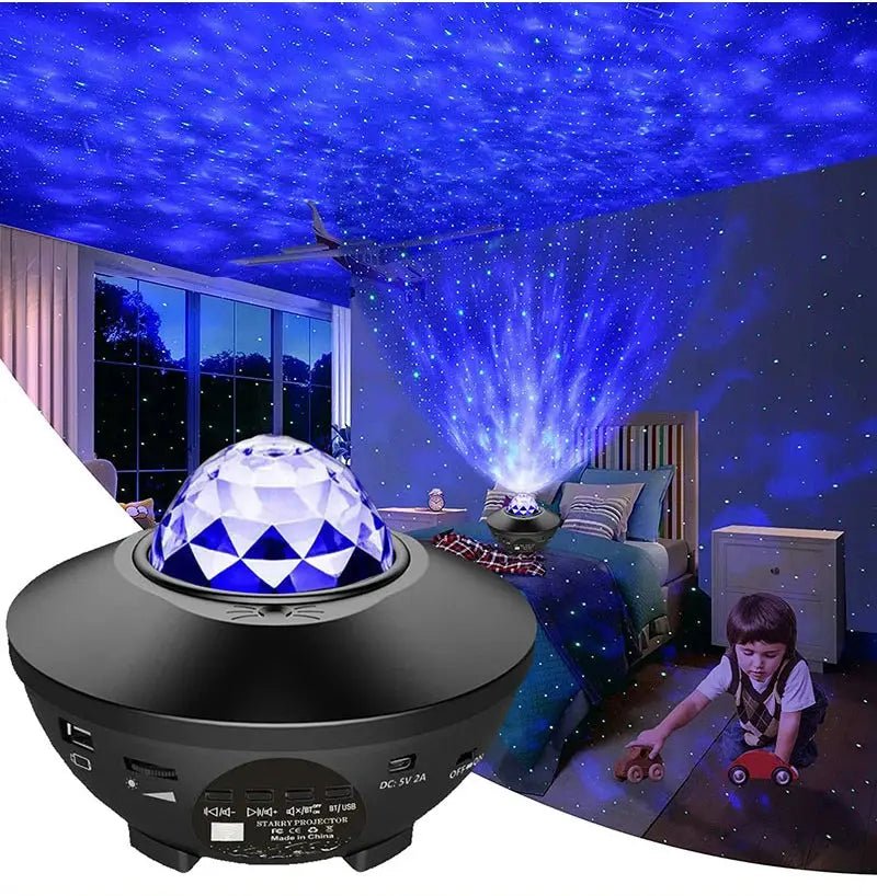 Galaxy Light Projector – Ocean Wave Night Light with Music & Remote - Buy Online at QuietAura