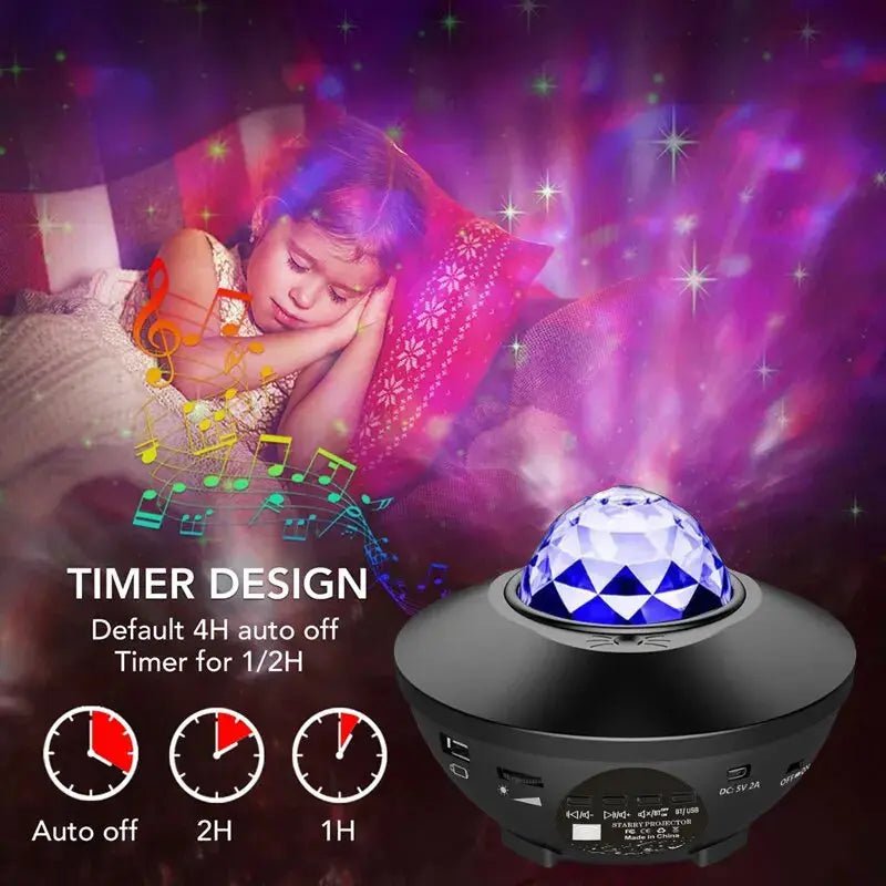 Galaxy Light Projector – Ocean Wave Night Light with Music & Remote - Buy Online at QuietAura