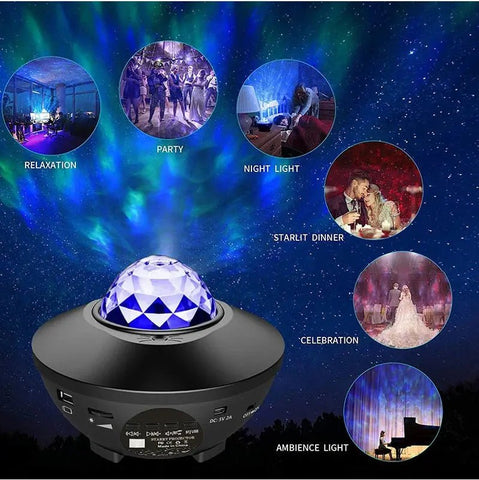 Galaxy Light Projector – Ocean Wave Night Light with Music & Remote - Buy Online at QuietAura