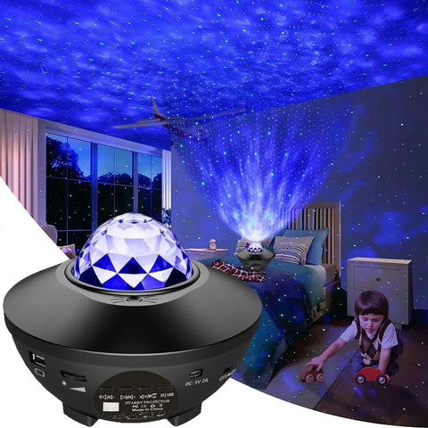 Galaxy Light Projector – Ocean Wave Night Light with Music & Remote - Buy Online at QuietAura