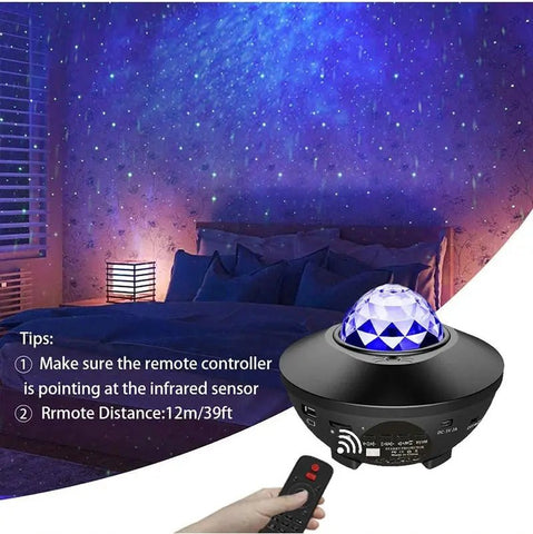 Galaxy Light Projector – Ocean Wave Night Light with Music & Remote - Buy Online at QuietAura