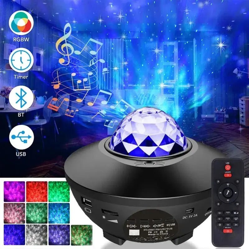 Galaxy Light Projector – Ocean Wave Night Light with Music & Remote - Buy Online at QuietAura