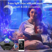 Galaxy Light Projector – Ocean Wave Night Light with Music & Remote - Buy Online at QuietAura