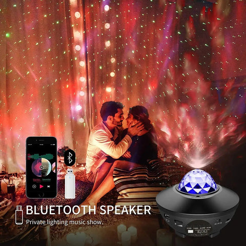 Galaxy Light Projector – Ocean Wave Night Light with Music & Remote - Buy Online at QuietAura
