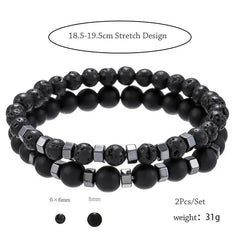 Lava Stone & Tiger Eye Beaded Bracelet Set – 2pc Unisex Gift - Buy Online at QuietAura