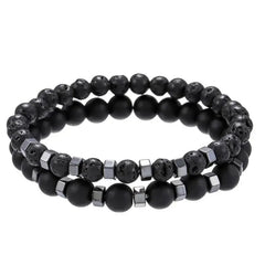 Lava Stone & Tiger Eye Beaded Bracelet Set – 2pc Unisex Gift - Buy Online at QuietAura
