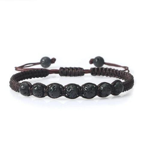 Men’s Lava Stone Bracelet – Handmade Adjustable Beaded Rope Chain - Buy Online at QuietAura