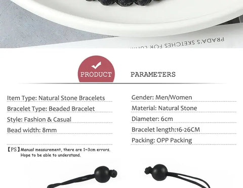Men’s Lava Stone Bracelet – Handmade Adjustable Beaded Rope Chain - Buy Online at QuietAura