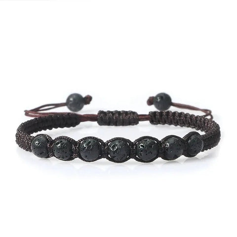 Men’s Lava Stone Bracelet – Handmade Adjustable Beaded Rope Chain - Buy Online at QuietAura