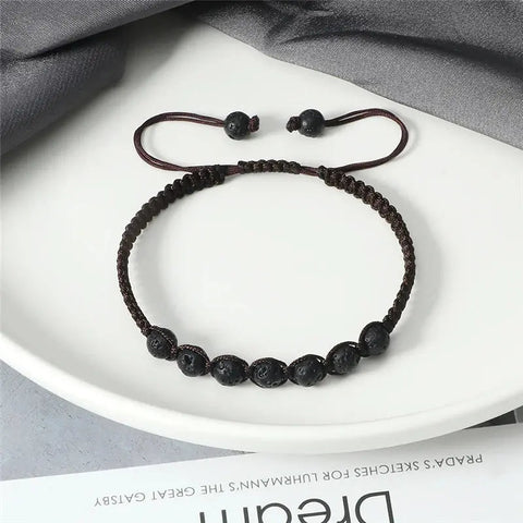 Men’s Lava Stone Bracelet – Handmade Adjustable Beaded Rope Chain - Buy Online at QuietAura