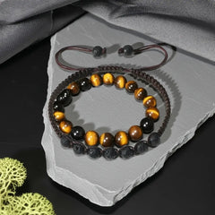 Men’s Lava Stone Bracelet – Handmade Adjustable Beaded Rope Chain - Buy Online at QuietAura