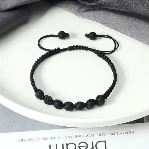 Men’s Lava Stone Bracelet – Handmade Adjustable Beaded Rope Chain - Buy Online at QuietAura