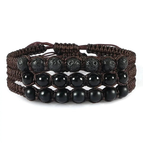 Men’s Lava Stone Bracelet – Handmade Adjustable Beaded Rope Chain - Buy Online at QuietAura