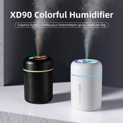 USB Mini Humidifier LED Night Light, Smart Sleep Device with colorful lights and delicate fog.
