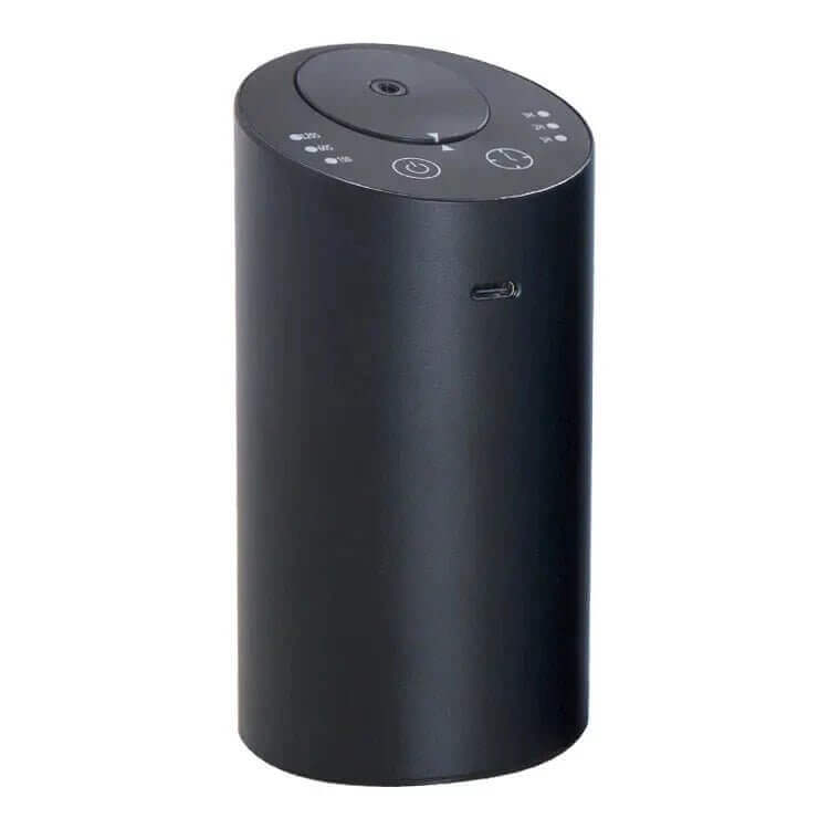 Waterless Car Scent Diffuser Nebulizer, Smart Sleep Device in sleek black design with user-friendly controls.